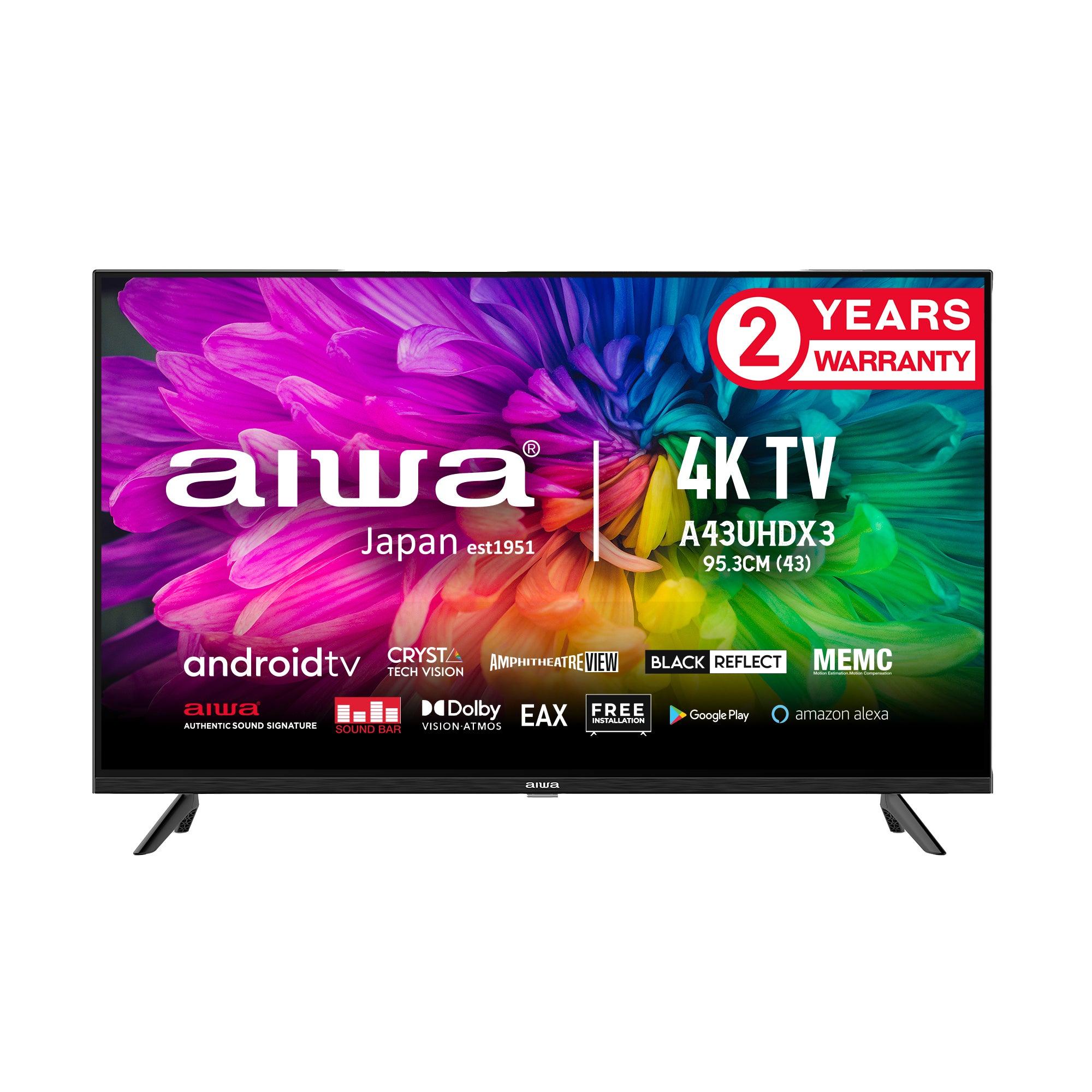 AIWA MAGNIFIQ 108 cm (43 inches) (Model 2022) Ultra HD Smart Android 11 LED TV Crystal Vision Technology with Google Play Alexa, with 1 Year Warranty ( Black ) - Global Plugin